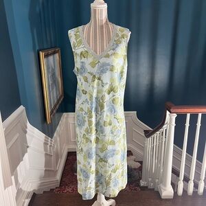 Sleeveless Floral V-Neck Midi Norton studio xl cottagecore linen blend D420